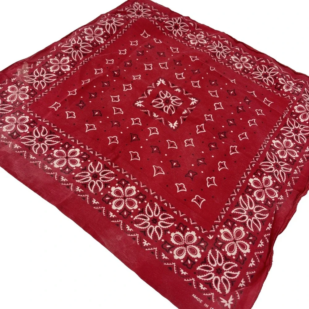 Vtg‎ Bandana 1970's Fast Color Red 100% Cotton Made In USA Western RN 13962 READ
